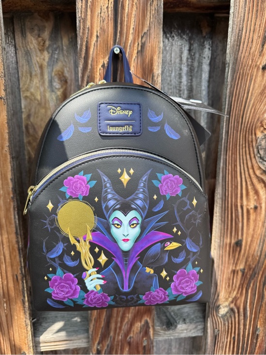 Loungefly Handbags - Loungefly Black Maleficent Mini Backpack with Purple & Teal Accents